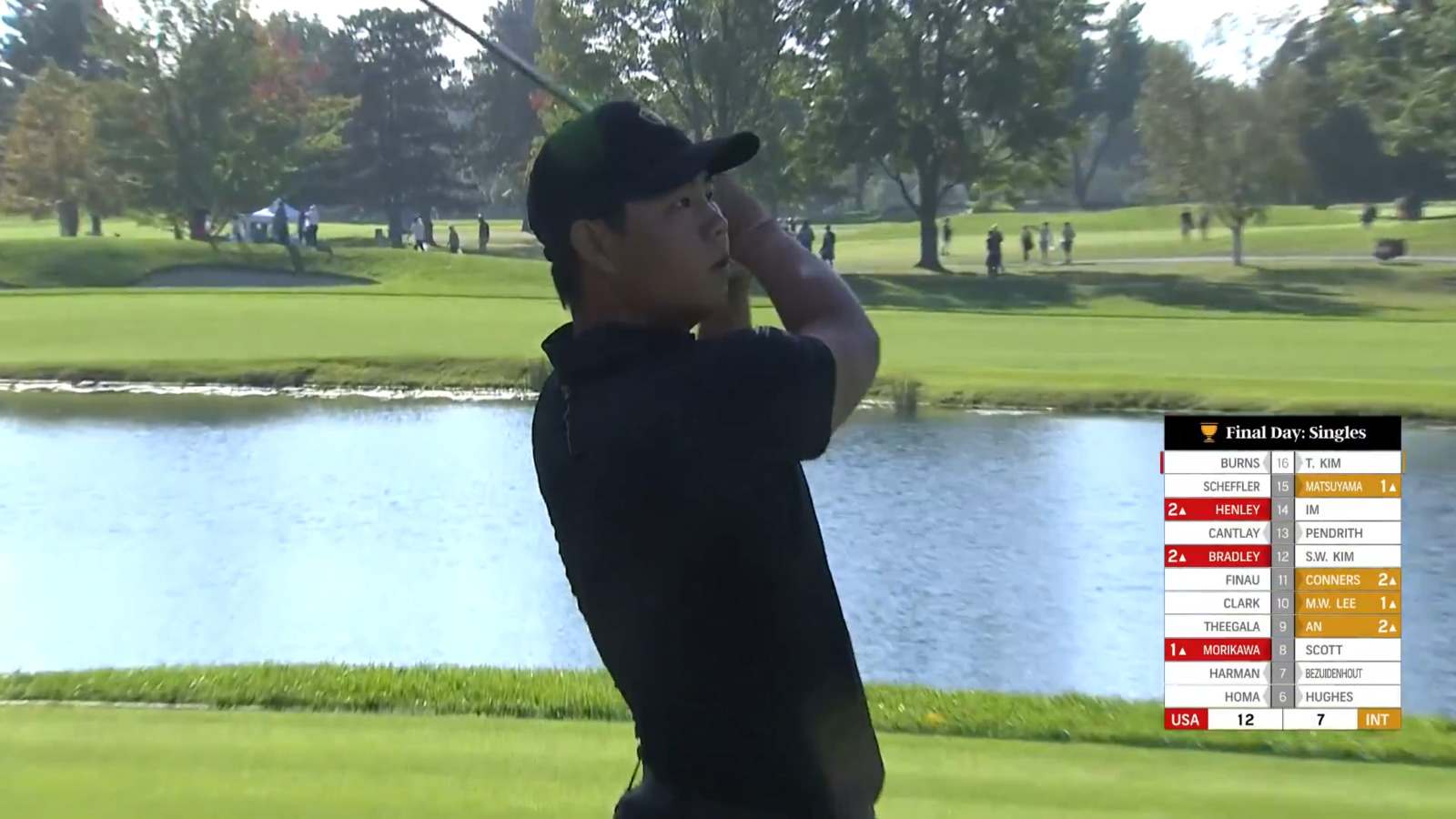 Tom Kim nearly aces No. 17 at Presidents Cup