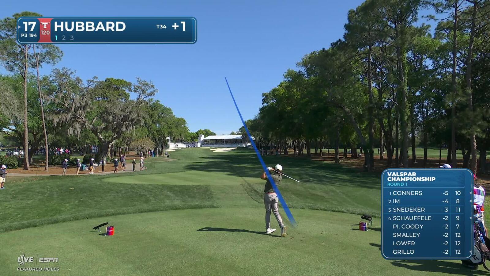 Mark Hubbard hits tee shot to 4 feet, sets up birdie on No. 17 at Valspar