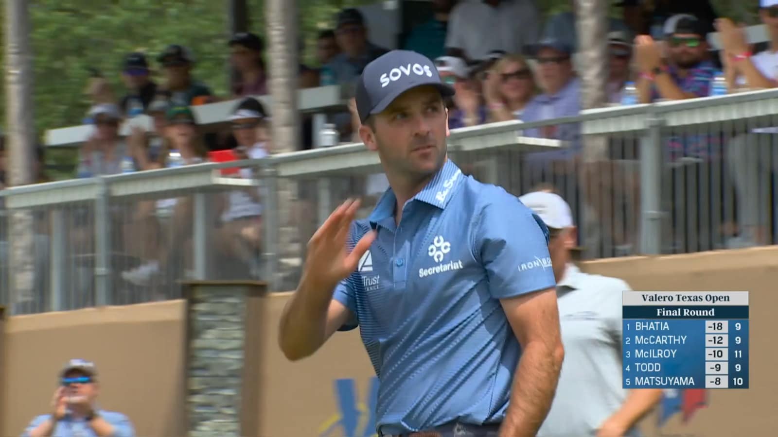 Denny McCarthy holes 17-footer for birdie from fringe at Valero