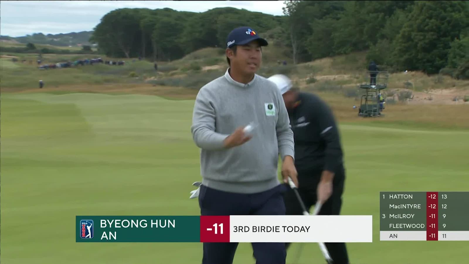 Byeong Hun An's second goes 12-feet to the hole to set up birdie at Genesis Scottish Open