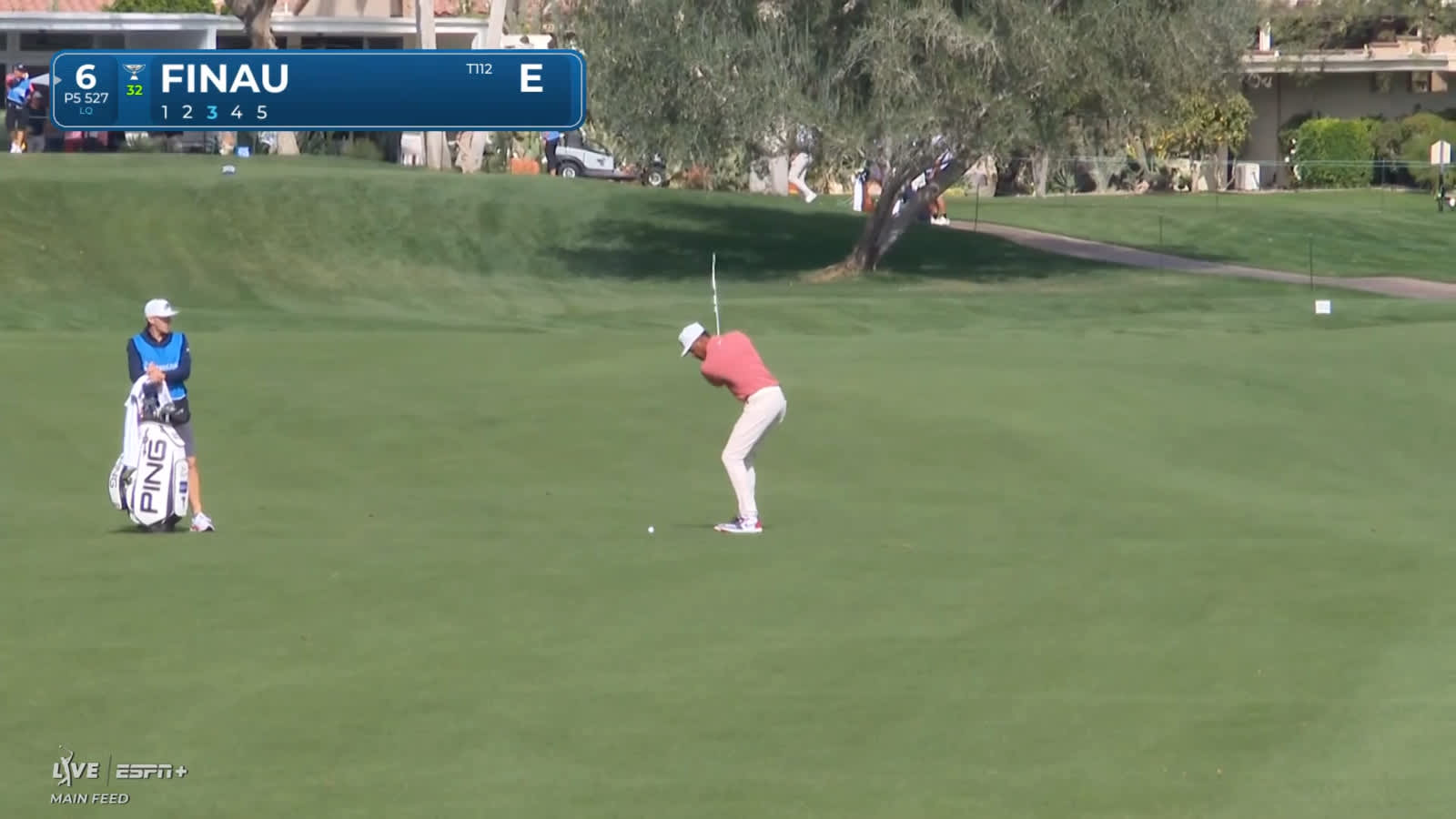 Tony Finau reaches the green in two and sends in eagle putt at The American Express
