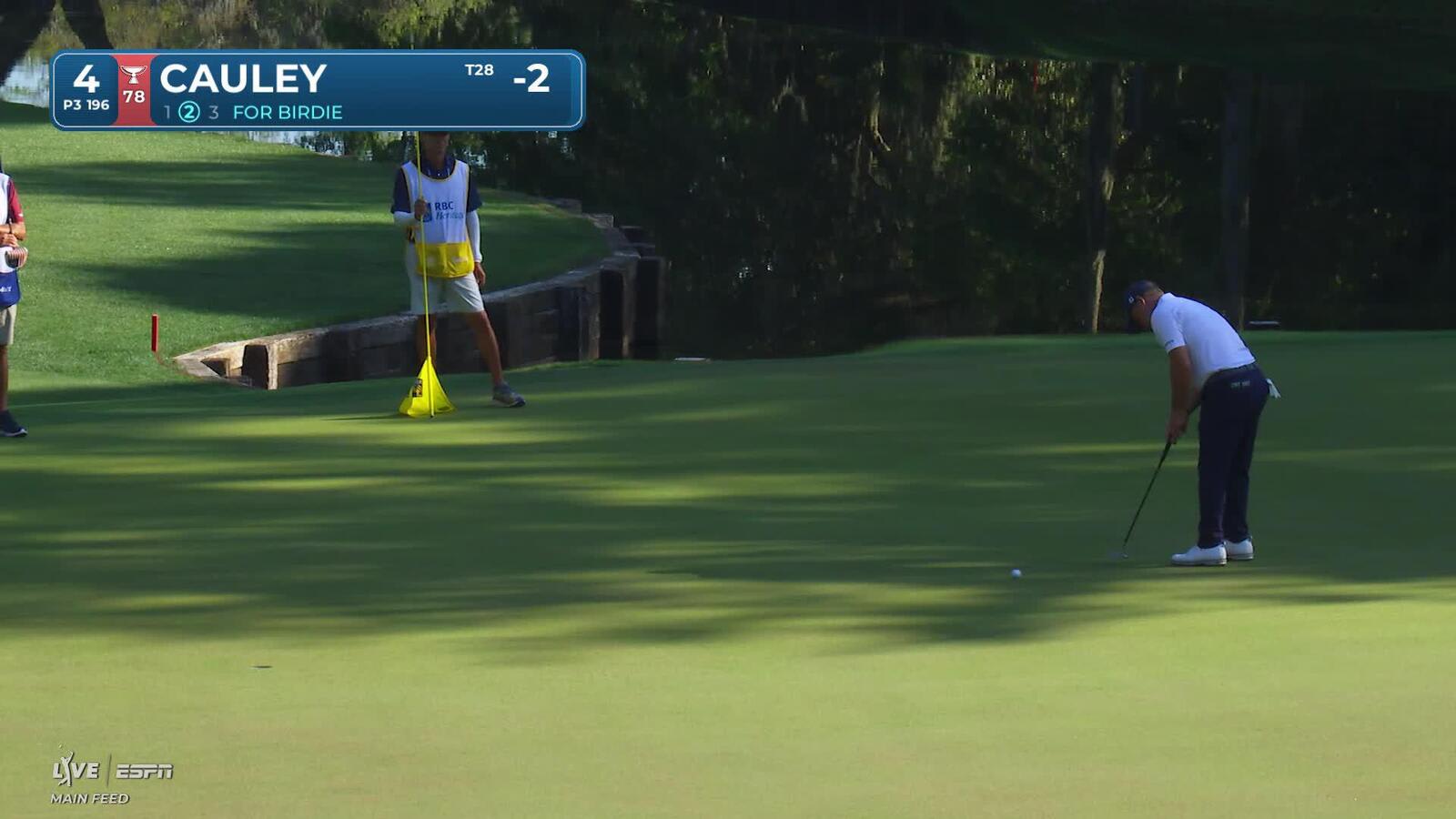 Bud Cauley sinks 19-foot putt for birdie on No. 4 at RBC Heritage