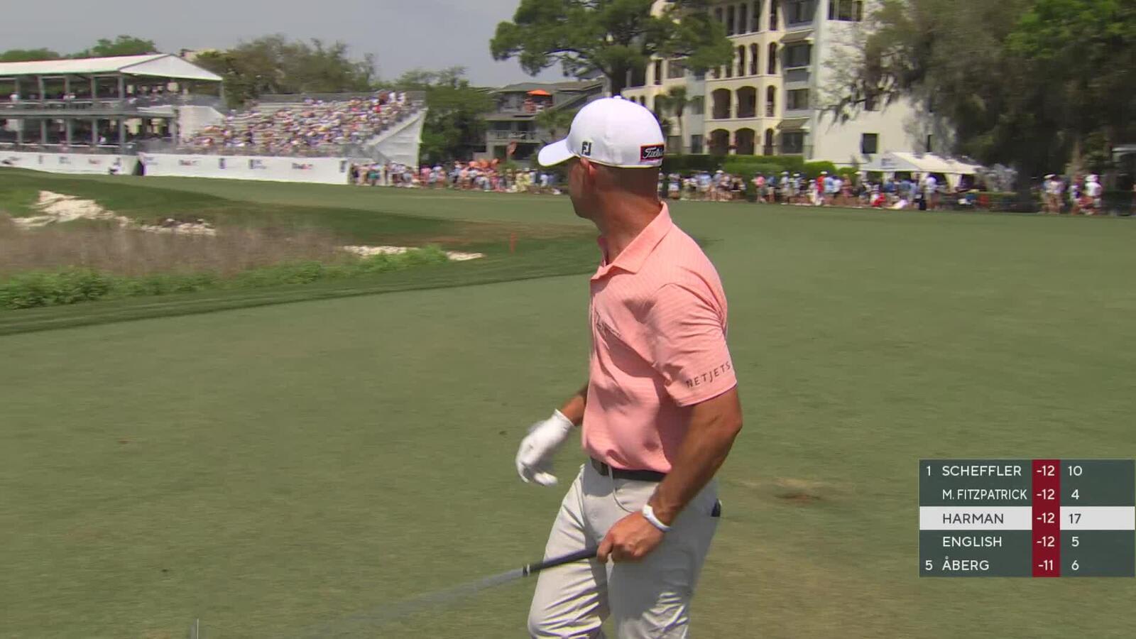 Brian Harman sinks 22-foot birdie putt on No. 18 at RBC Heritage