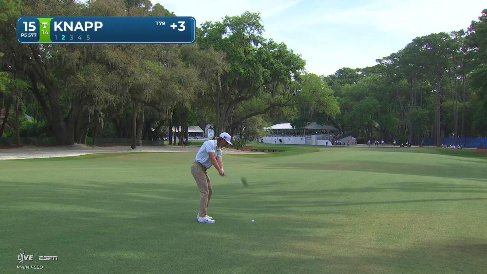 Jake Knapp drains 11-foot putt for birdie on No. 15 at RBC Heritage