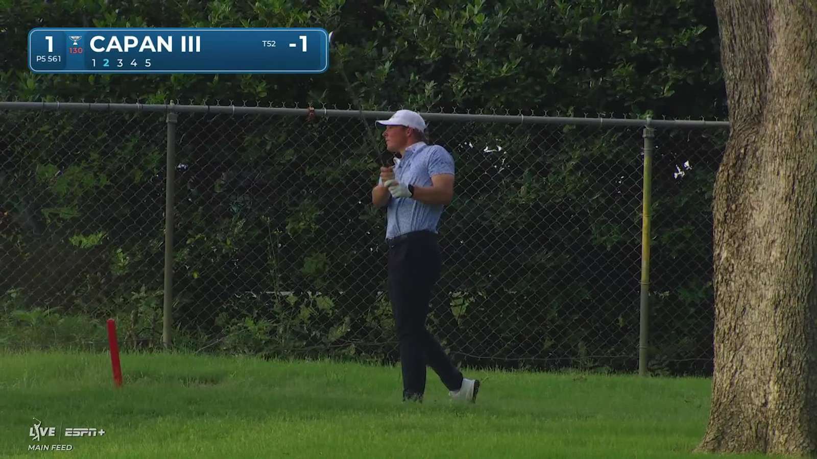 Frankie Capan III sinks a 28-foot birdie putt on No. 1 at Charles Schwab