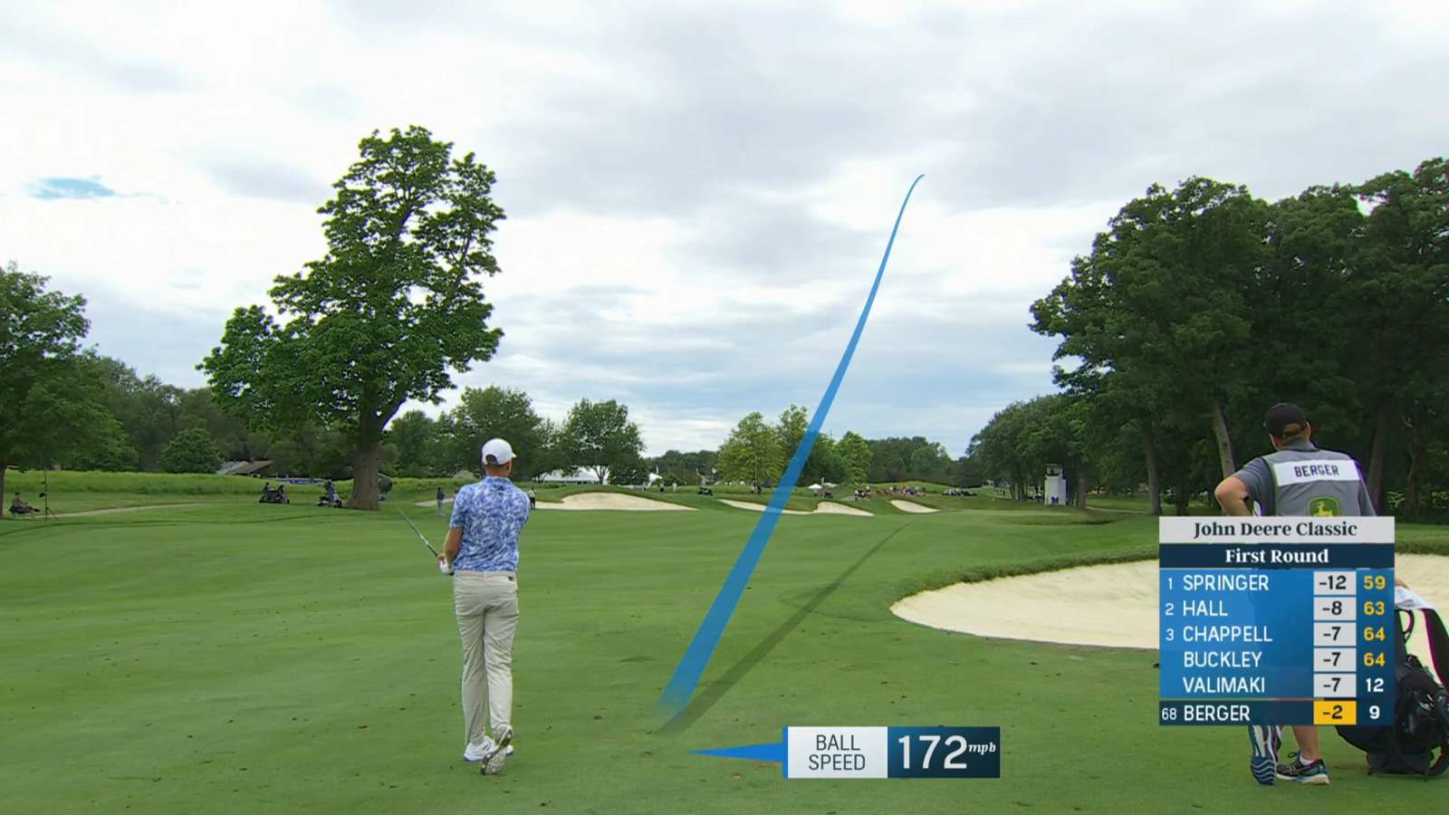 Daniel Berger's approach to 14 feet leads to birdie at John Deere