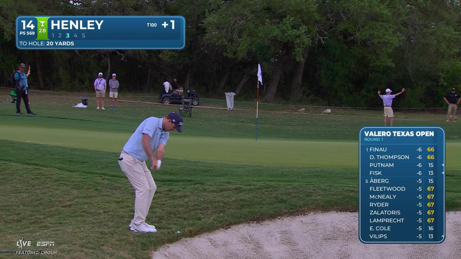 Russell Henley drains 7-foot birdie putt on No. 14 at Valero