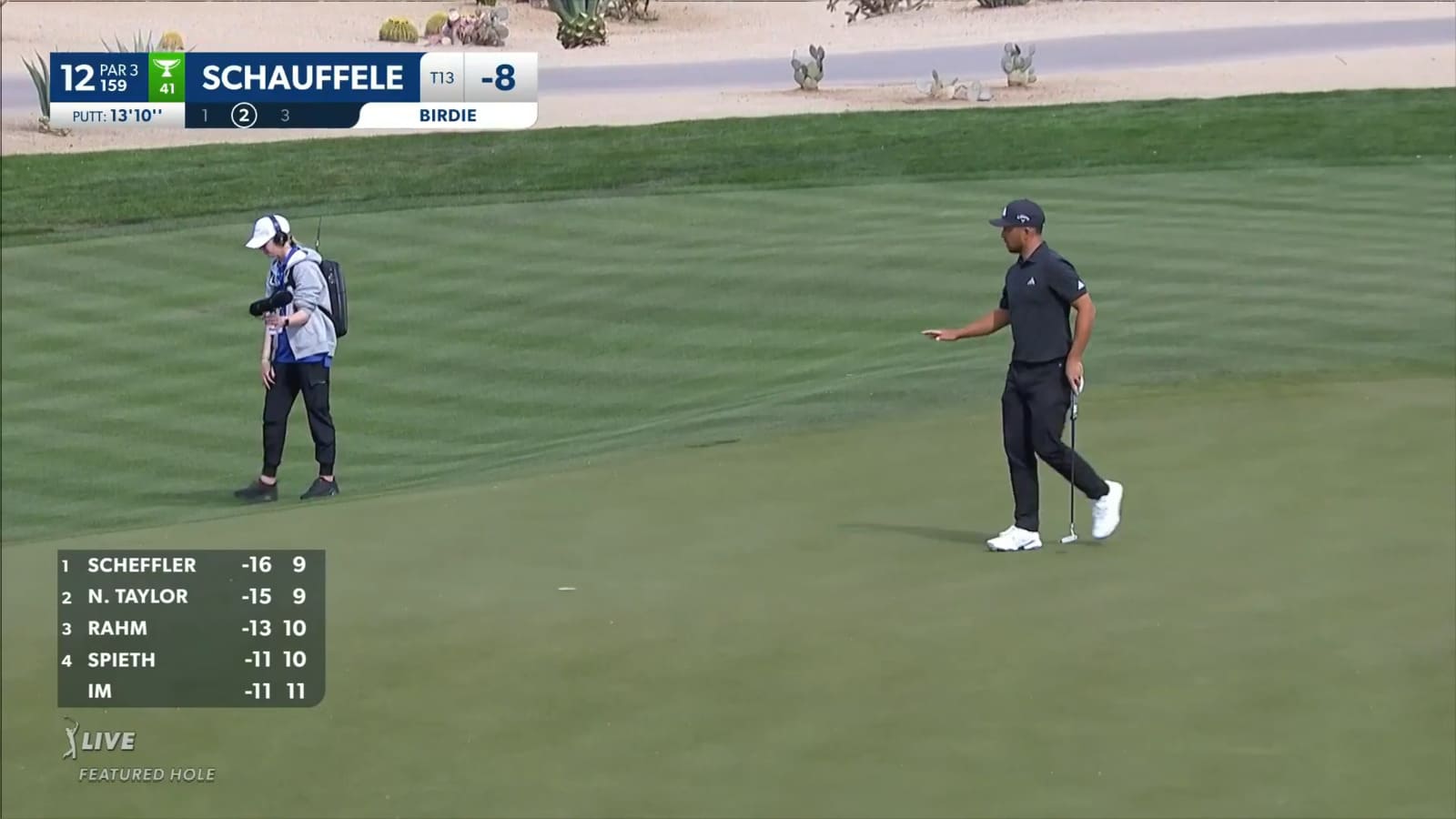 Xander Schauffele drains 13-foot putt for birdie at WM Phoenix Open