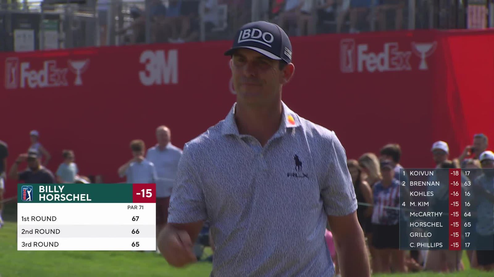 Billy Horschel drains 10-foot putt for birdie on No. 18 at 3M Open