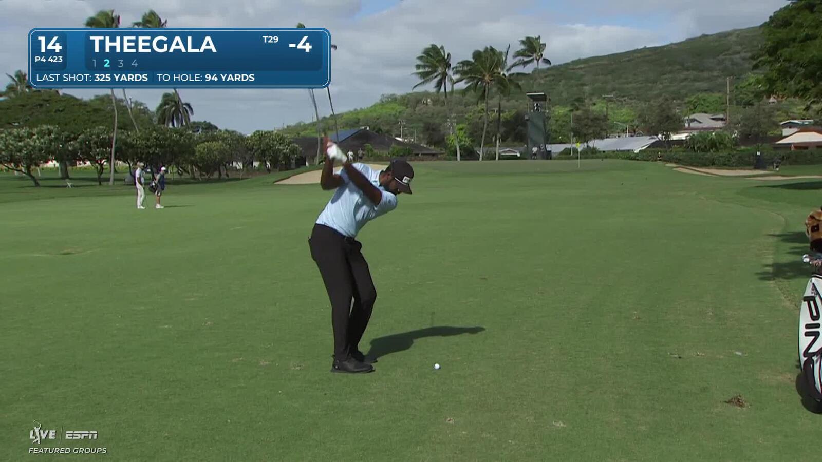 Sahith Theegala hits 88-yard approach to 18 feet, sets up birdie on No. 14 at Sony Open