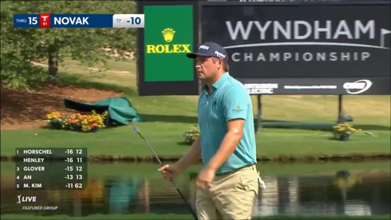 Andrew Novak reaches in two setting up birdie at Wyndham
