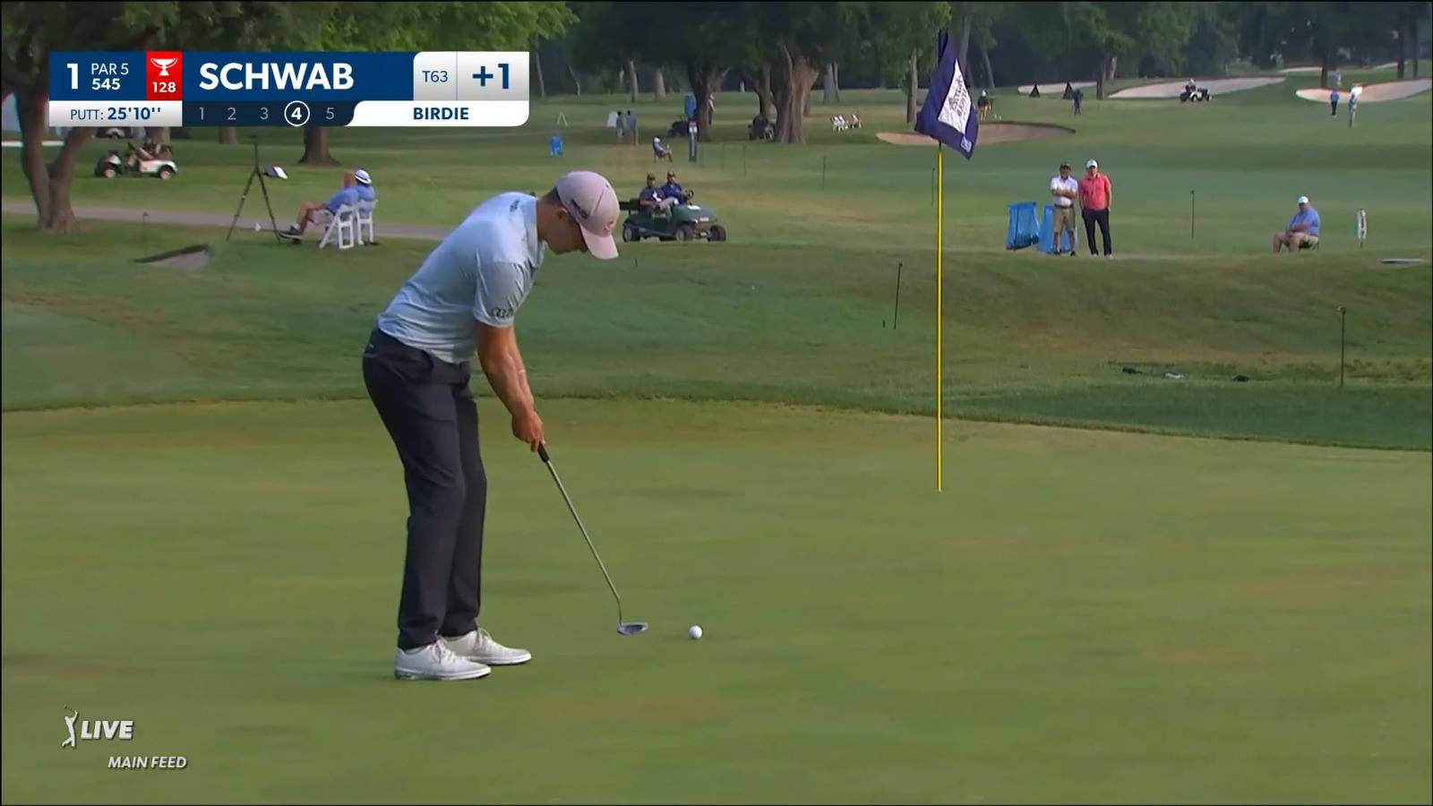 Matthias Schwab sends in 25-footer for birdie at Charles Schwab