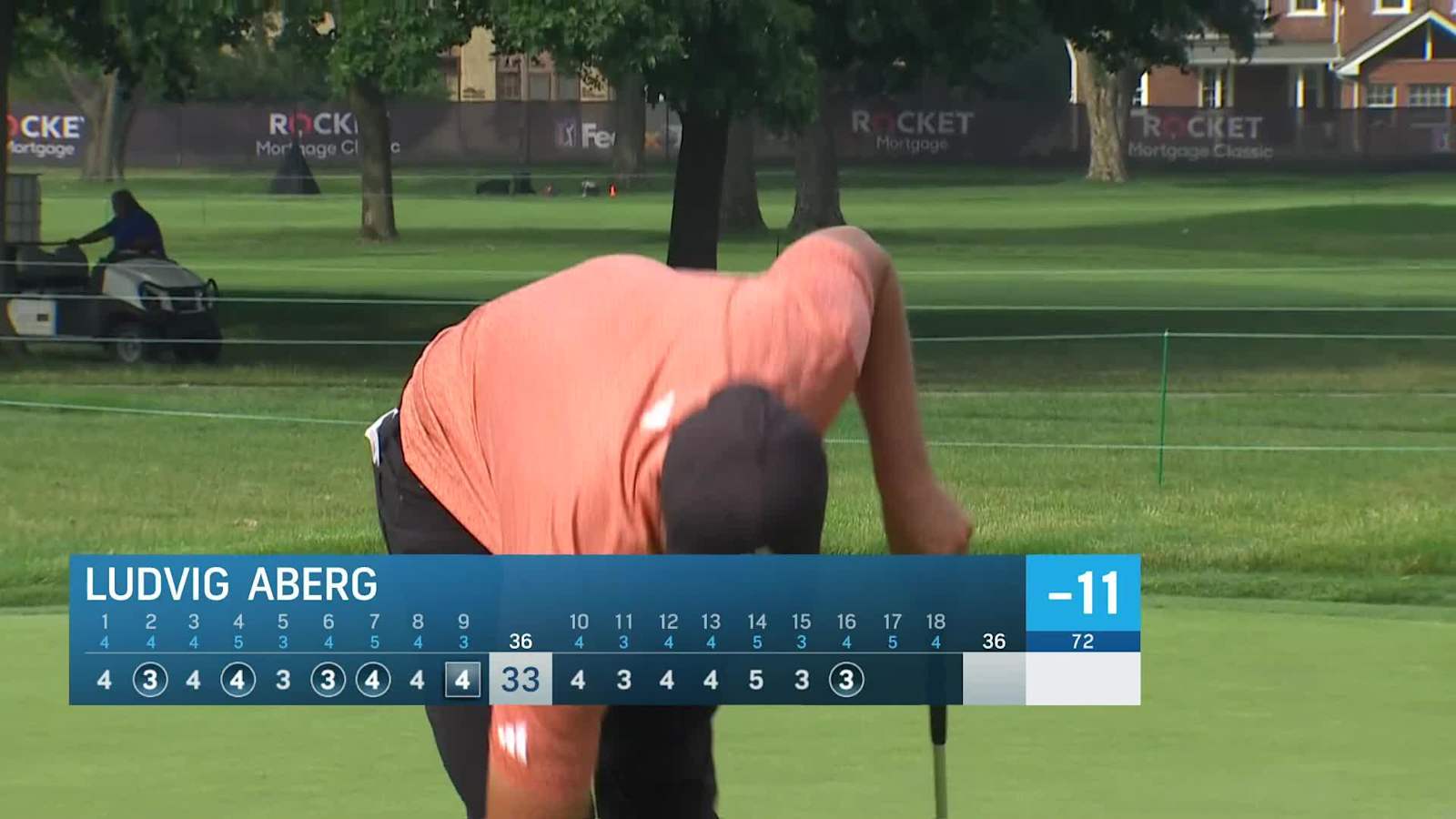 Ludvig Aberg makes birdie on No. 16 at Rocket Mortgage