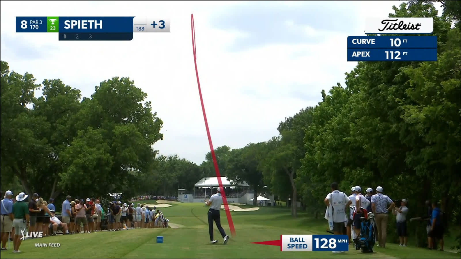 Jordan Spieth's tee shot yields birdie at Charles Schwab