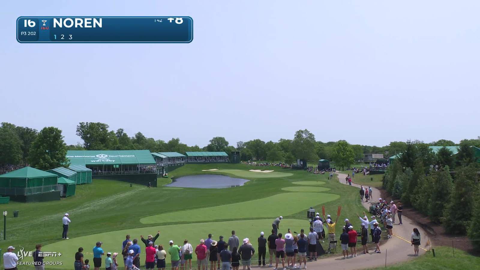 Alex Noren makes birdie on No. 16 at the Memorial