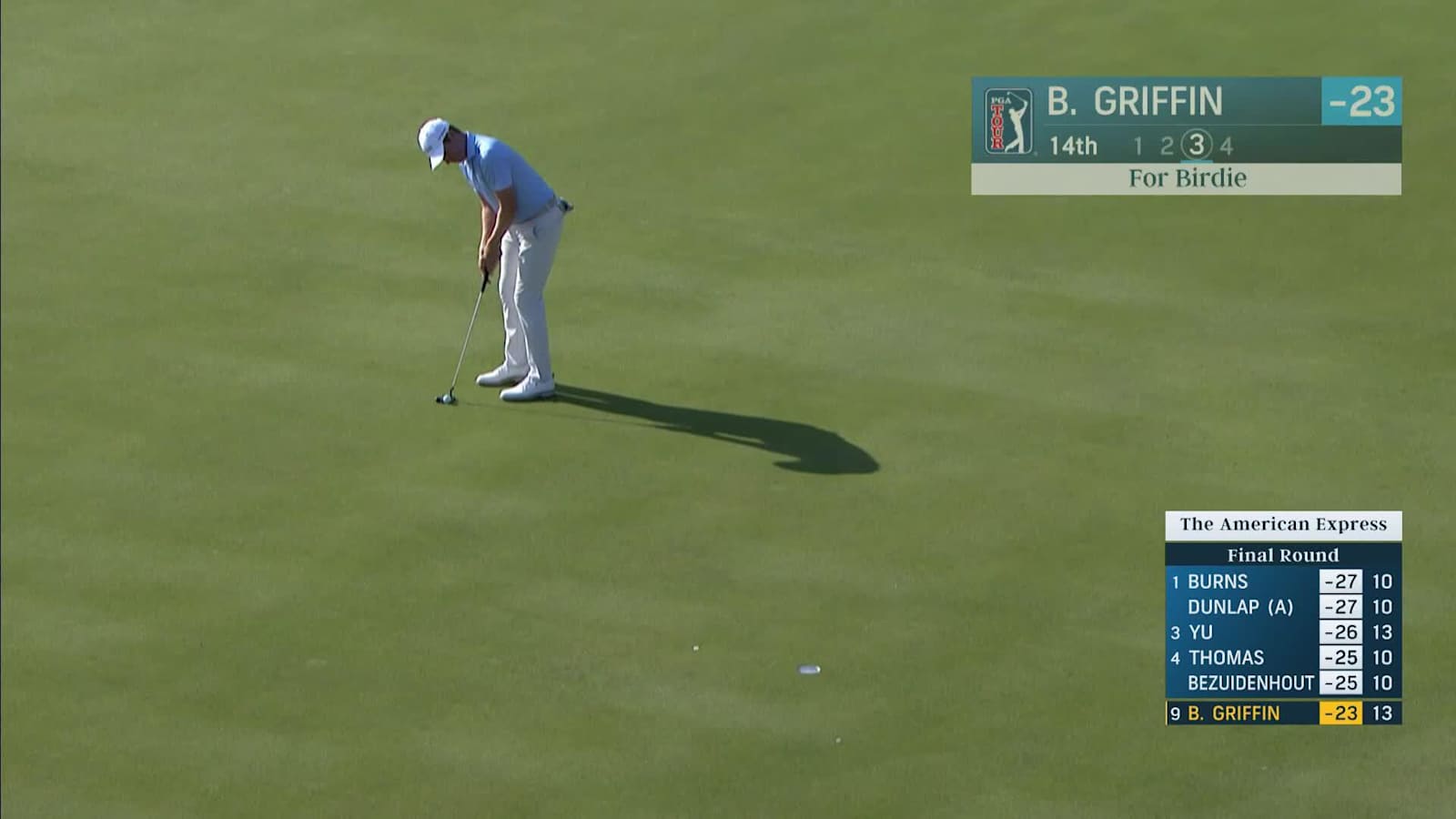 Ben Griffin's 14-footer to birdie No. 14 at The American Express
