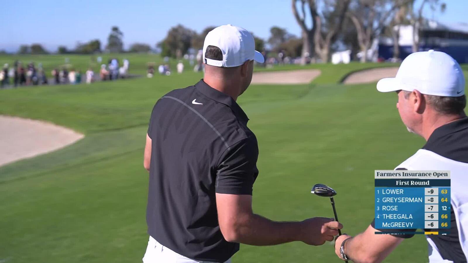 Brooks Koepka sinks 8-foot birdie putt on No. 18 at Farmers