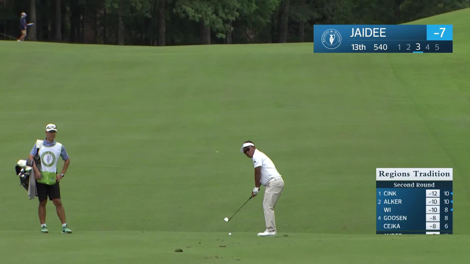 Thongchai Jaidee makes birdie on No. 13 at Regions Tradition