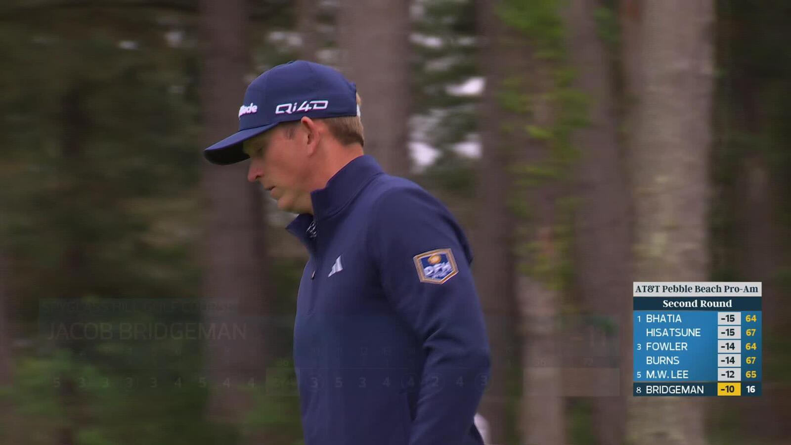 Jacob Bridgeman makes birdie on No. 17 at AT&T Pebble Beach