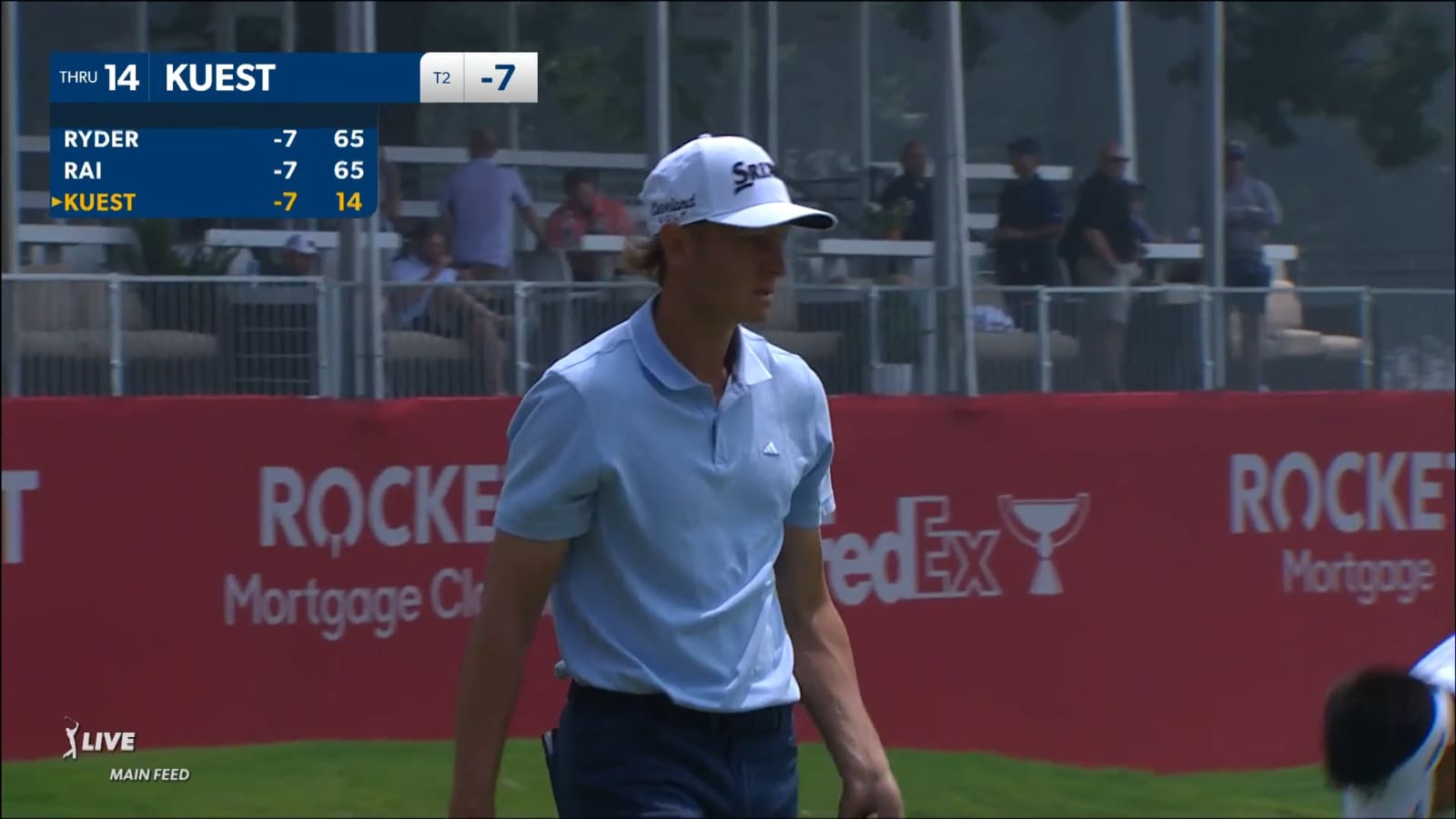 Peter Kuest reaches in two setting up birdie at Rocket Mortgage