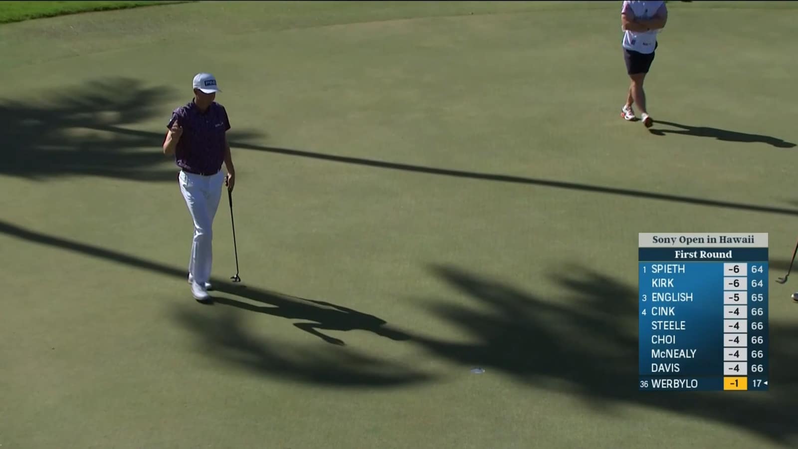 Trevor Werbylo gets eagle putt to drop on No. 9 at Sony Open
