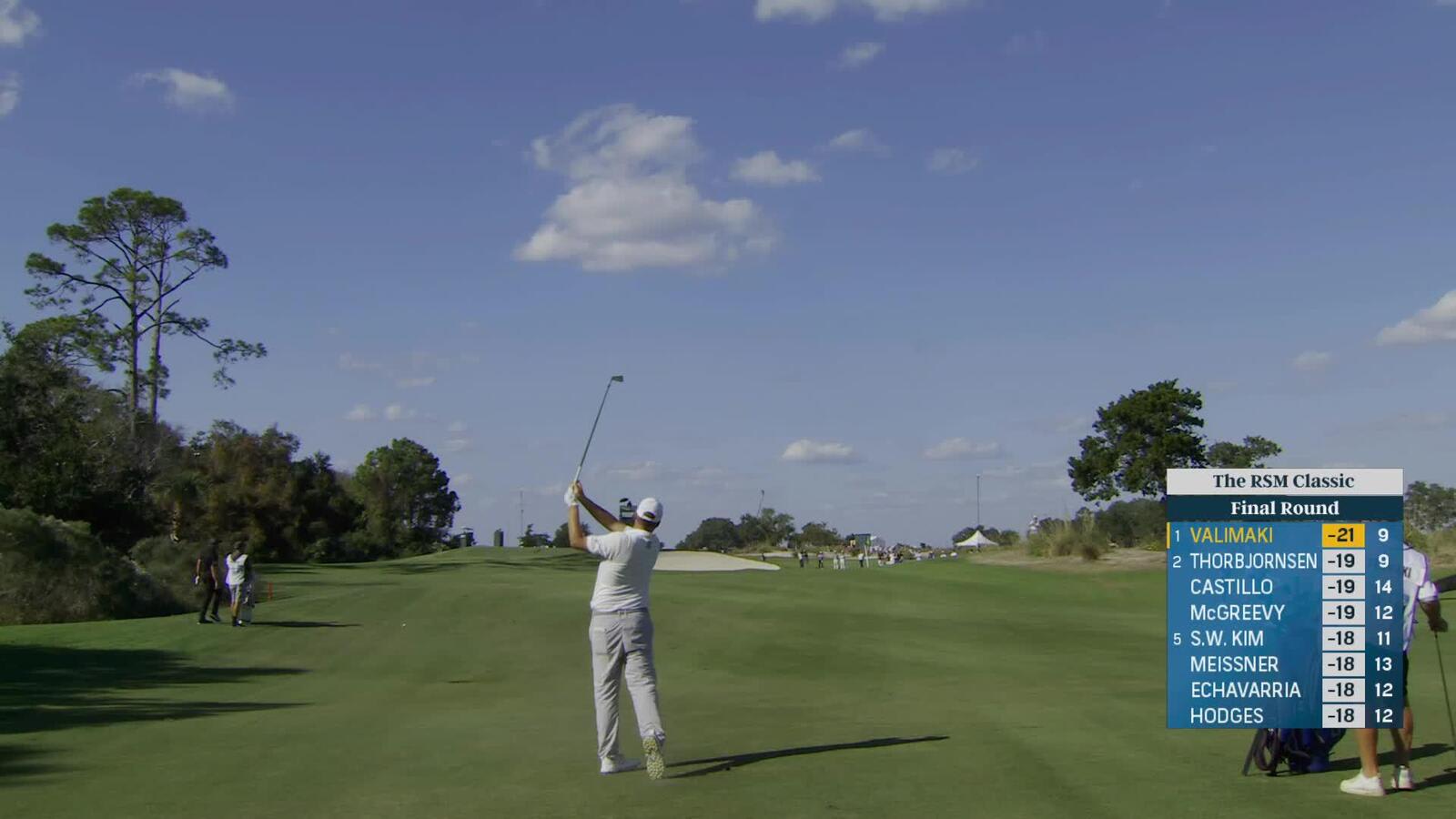 Sami Valimaki hits 154-yard approach to 3 feet, sets up birdie on No. 10 at The RSM Classic