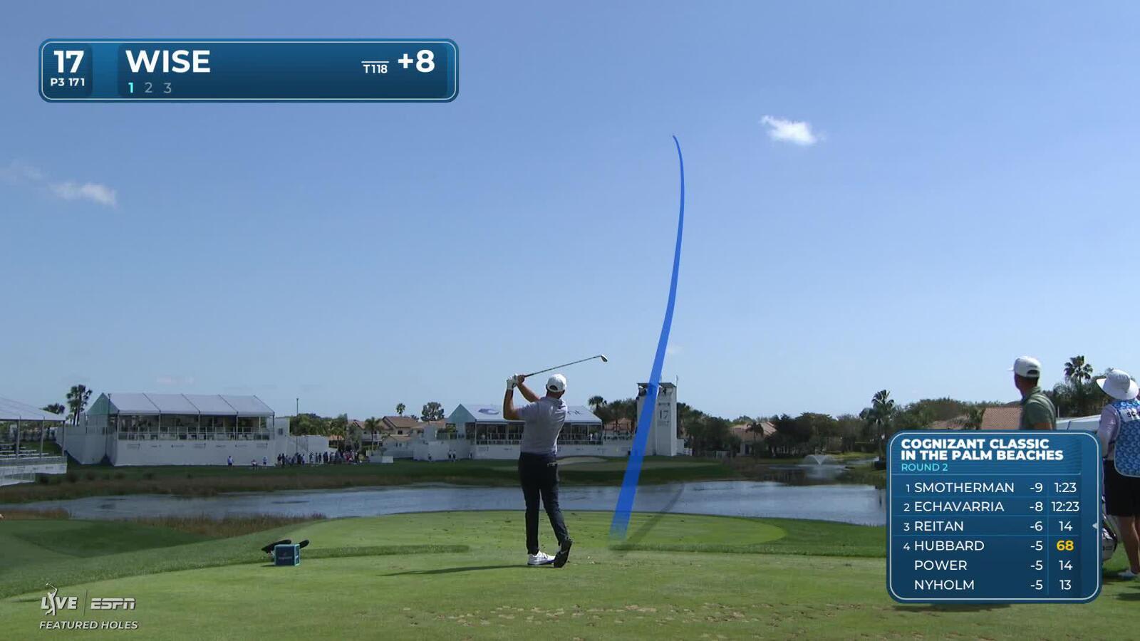Aaron Wise hits 173-yard drive to 11 feet, sets up birdie on No. 17 at Cognizant Classic