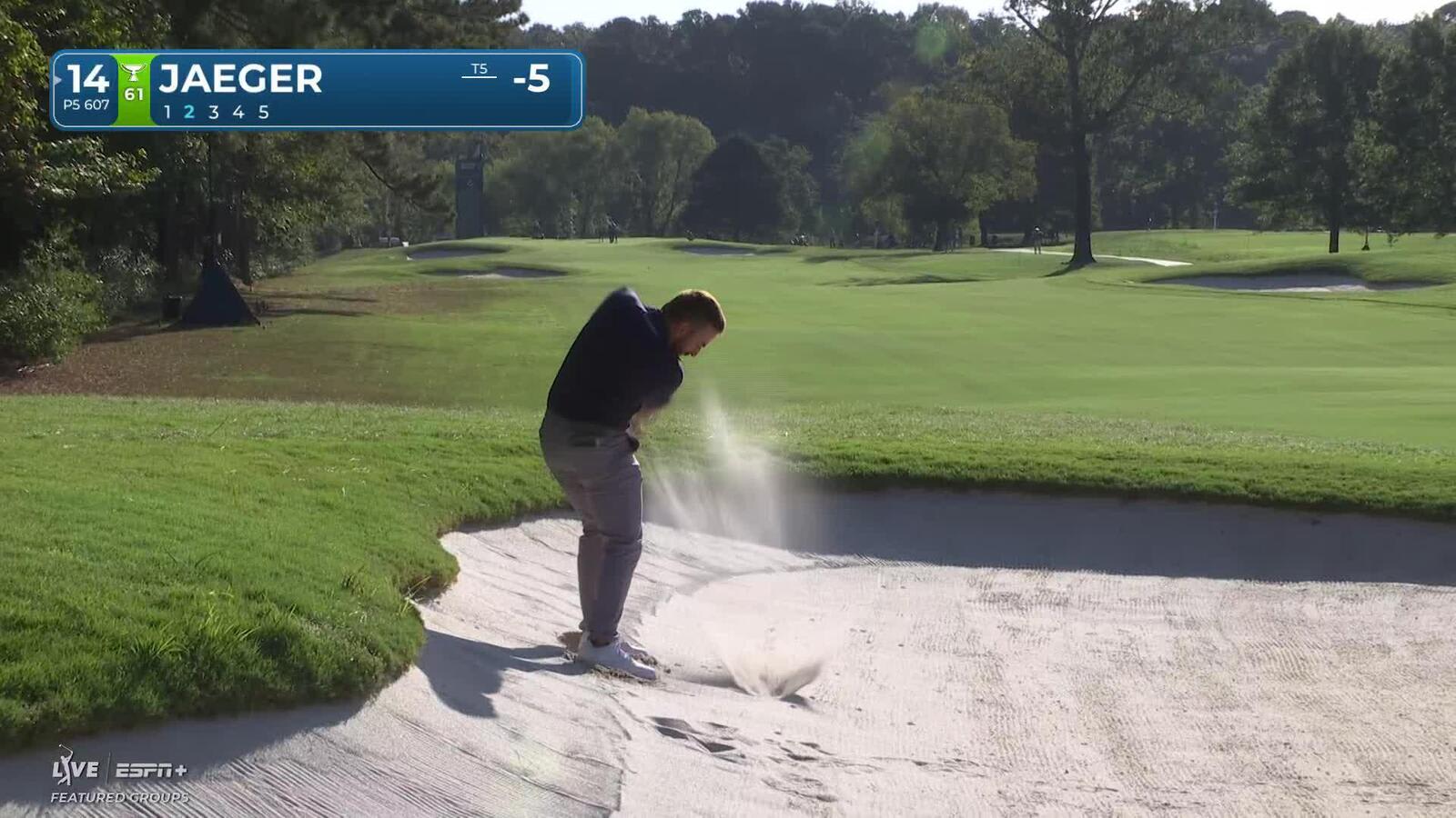 Stephan Jaeger's tee shot find the bunker, manages to scramble for birdie at Sanderson Farms