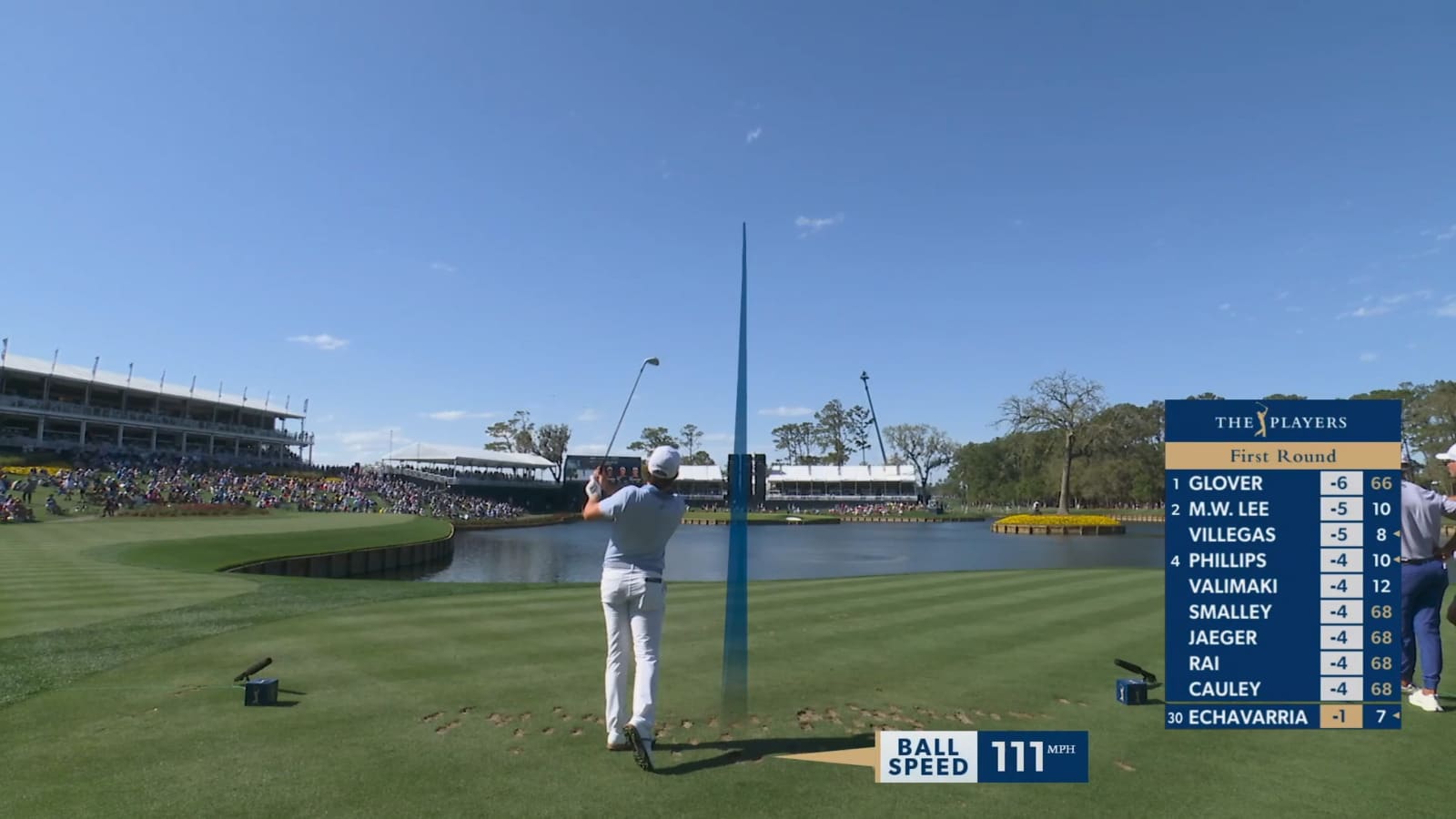 Nico Echavarria darts tee shot, leading to birdie at THE PLAYERS
