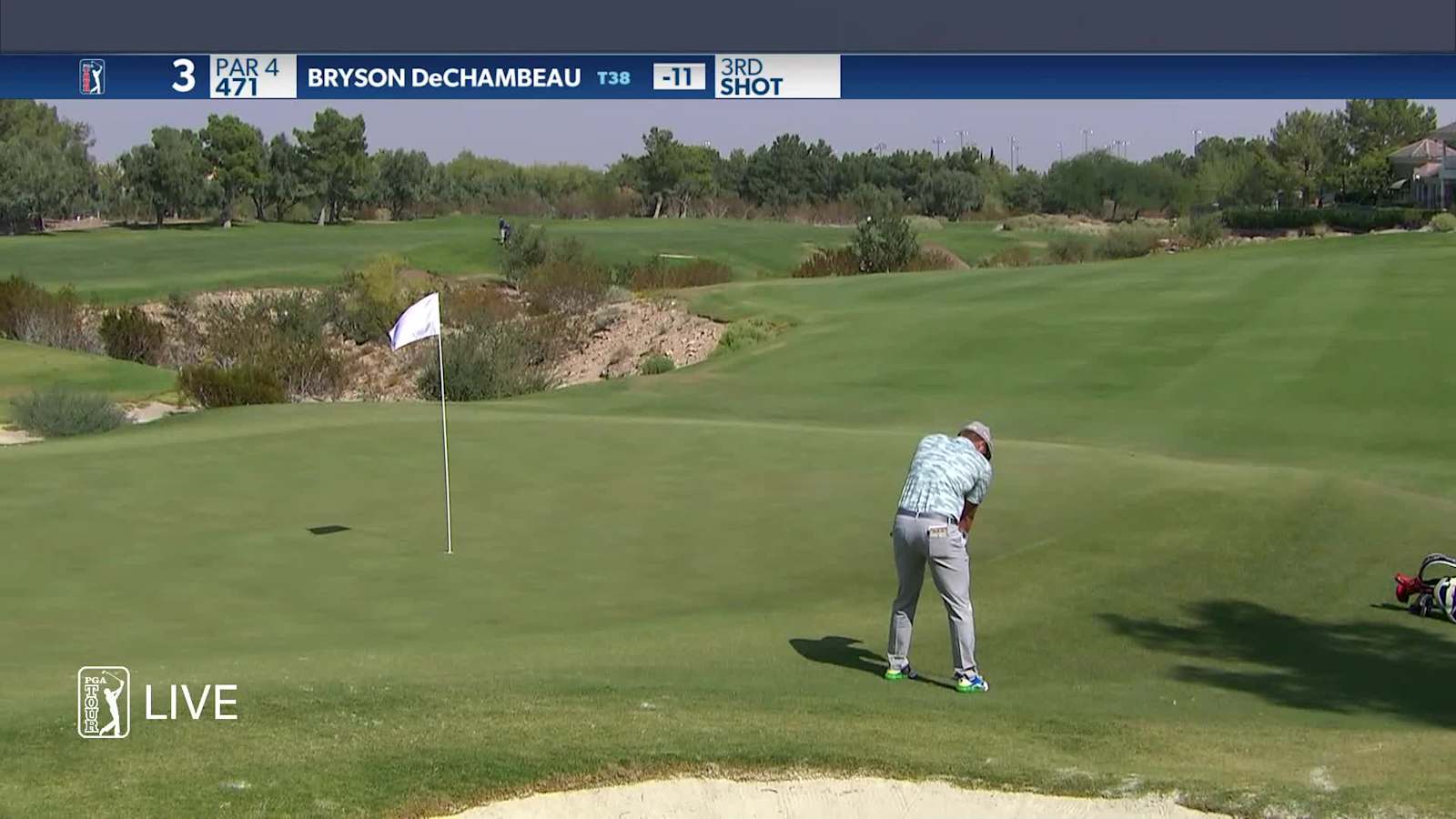 Bryson DeChambeau sinks birdie putt from off the green at Shriners