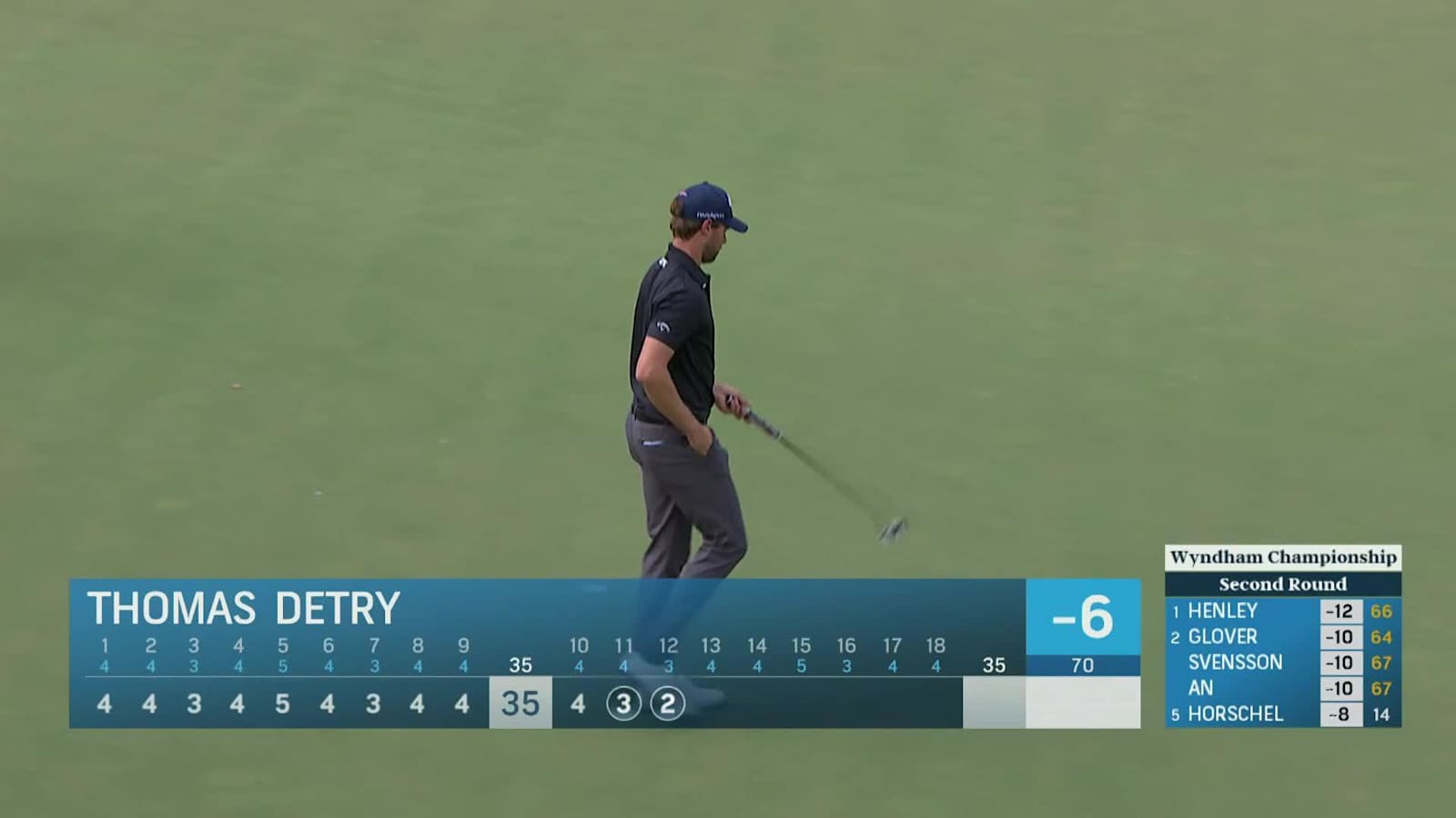 Thomas Detry makes birdie on No. 12 at Wyndham