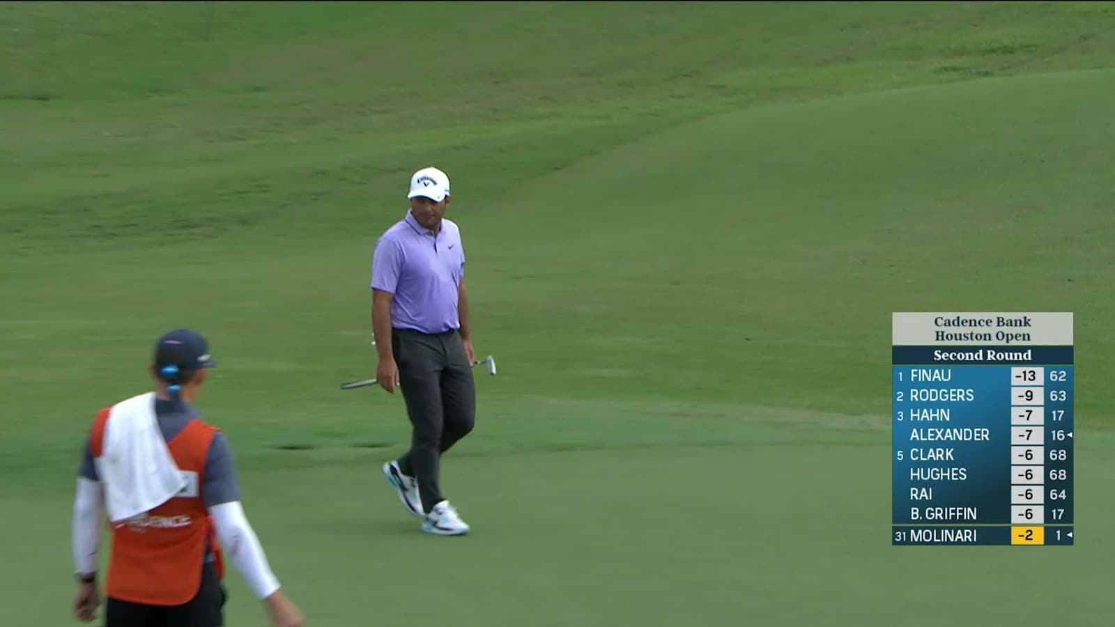 Francesco Molinari holes birdie putt from off the green at Cadence Bank