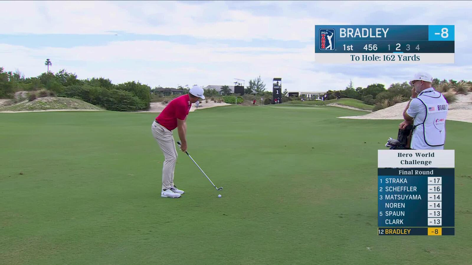 Keegan Bradley hits 156-yard approach to 17 feet, sets up birdie at Hero World Challenge