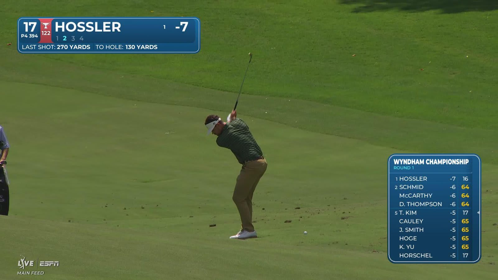 Beau Hossler's 117-yard approach sets up birdie on No. 17 at Wyndham