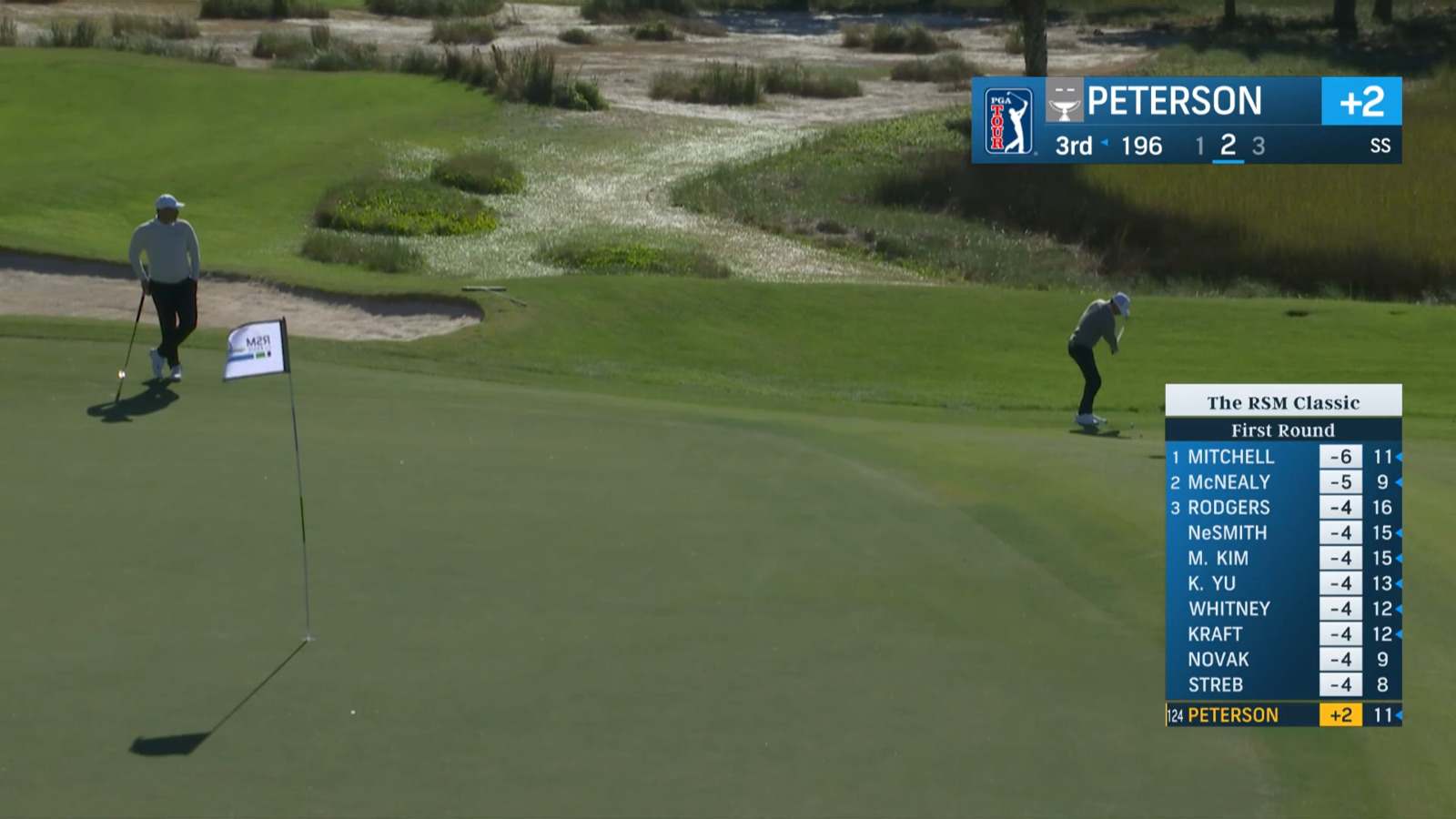 Paul Peterson holes chip shot for birdie at The RSM Classic