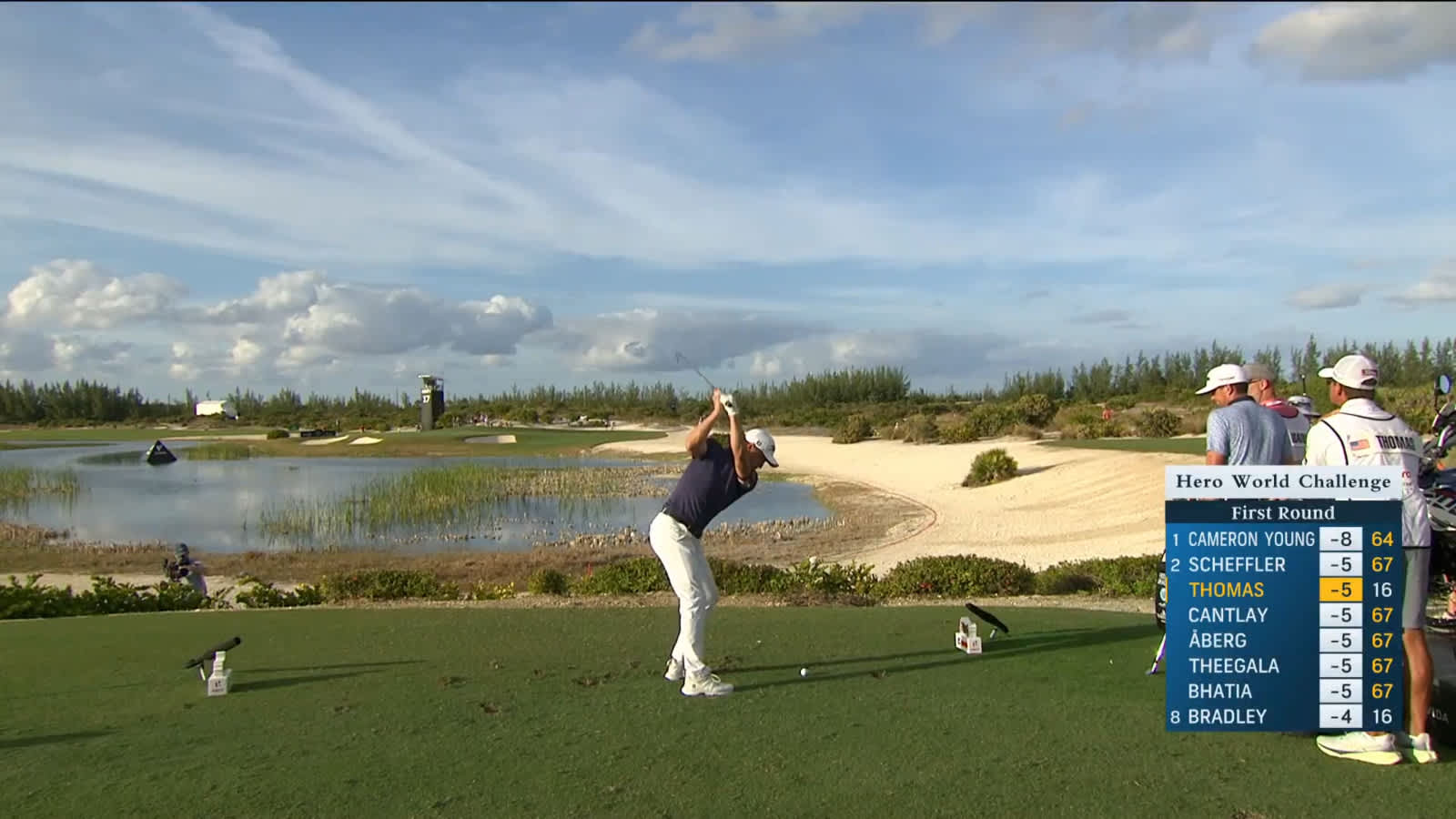 Justin Thomas leaves tee shot close leading to birdie at Hero World Challenge