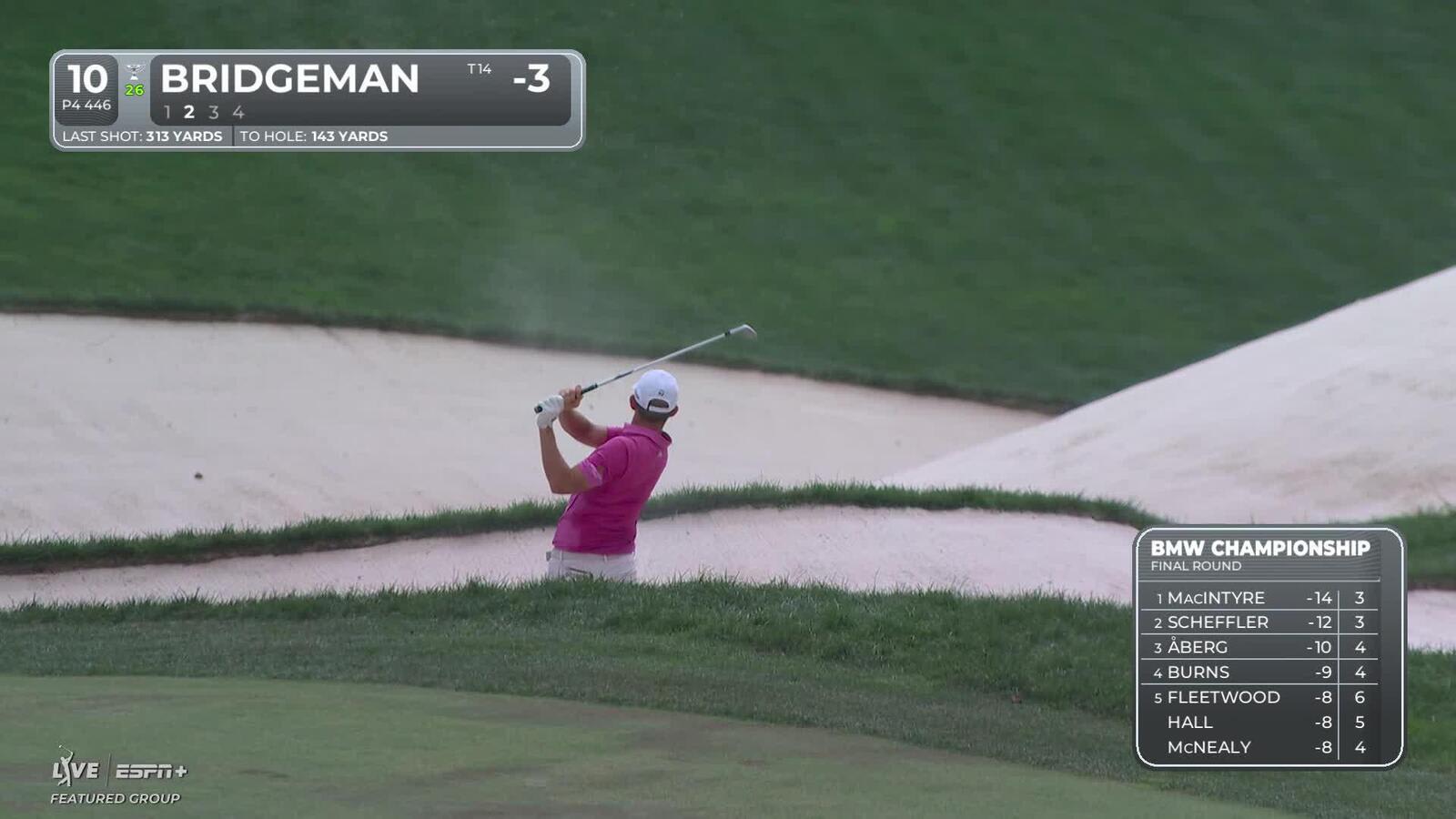 Jacob Bridgeman makes birdie on No. 10 at BMW Championship