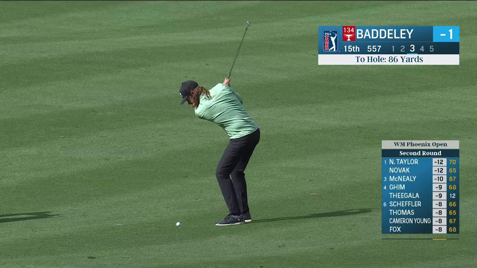 Aaron Baddeley spins second a ton to set up birdie at WM Phoenix Open