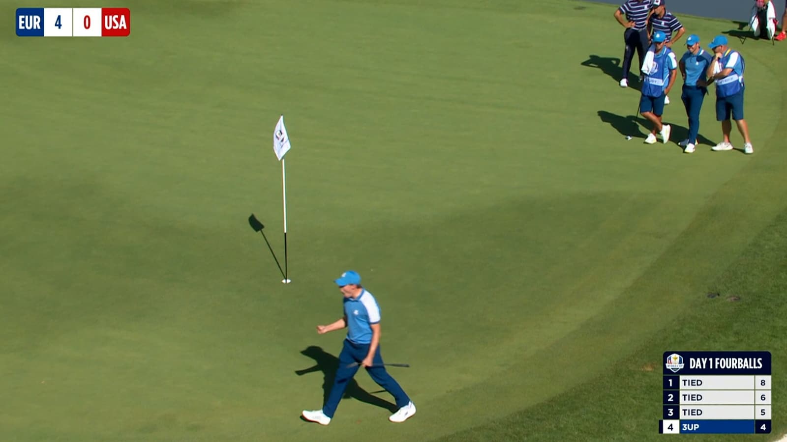 Matt Fitzpatrick drains eagle putt with exciting reaction at the Ryder Cup