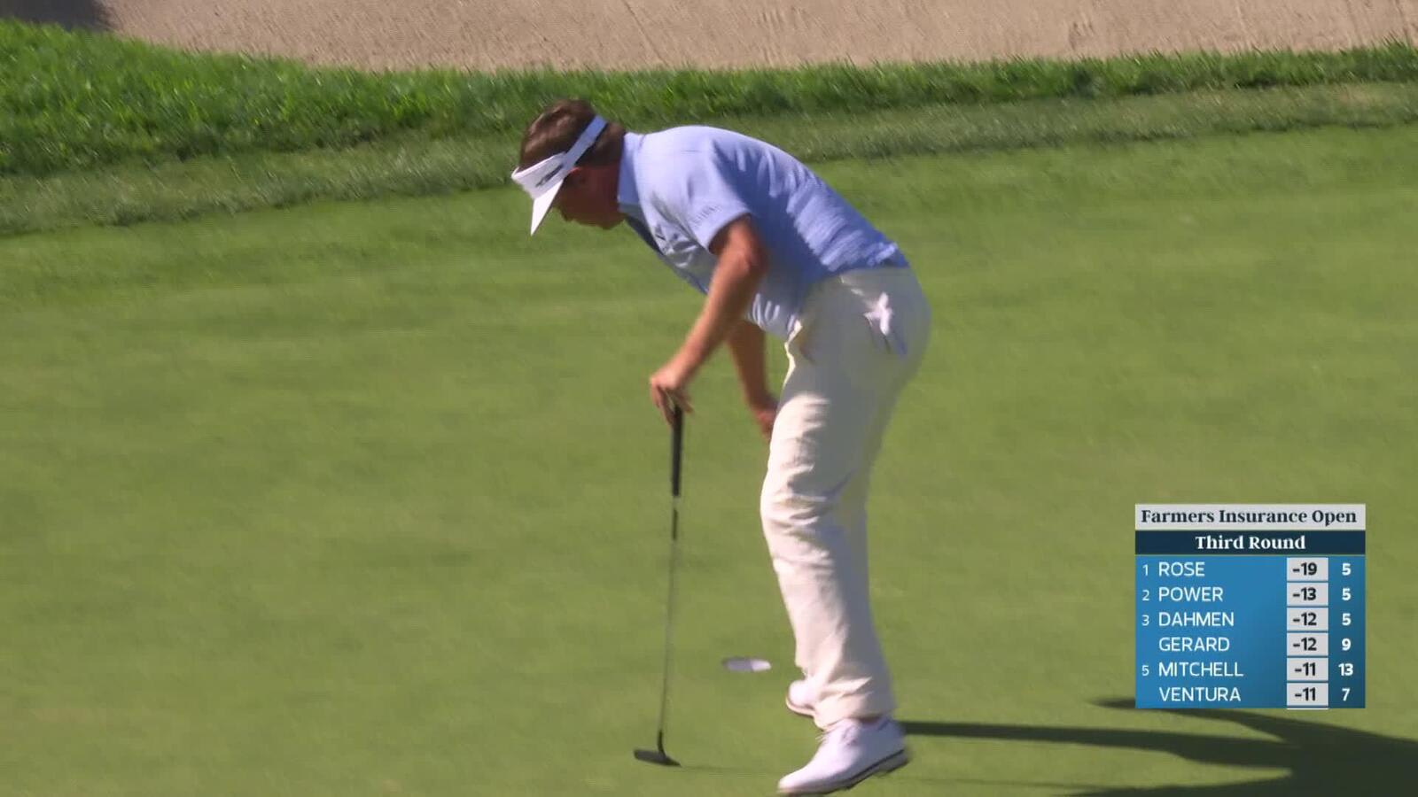 Keith Mitchell sinks 29-foot birdie putt on No. 13 at Farmers