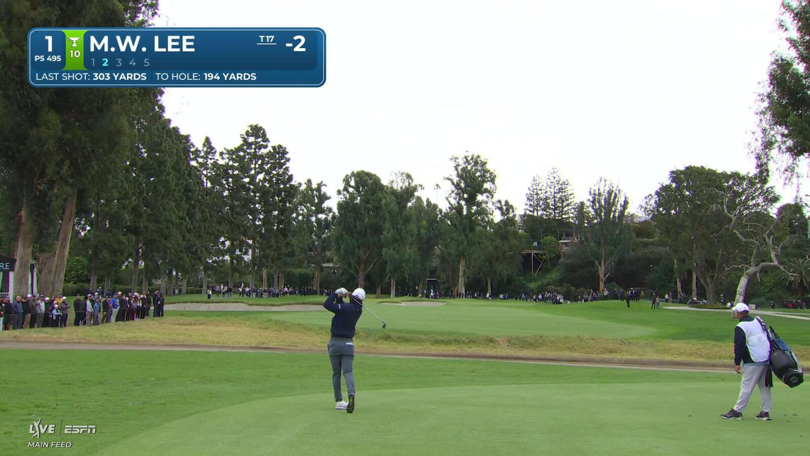 Min Woo Lee hits 196-yard approach to 5 feet, makes eagle on No. 1 at The Genesis