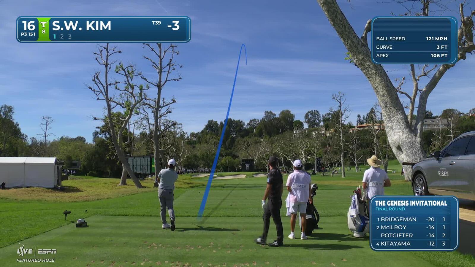 Si Woo Kim drives 150 yards to 4 feet, nearly aces No. 16 at The Genesis