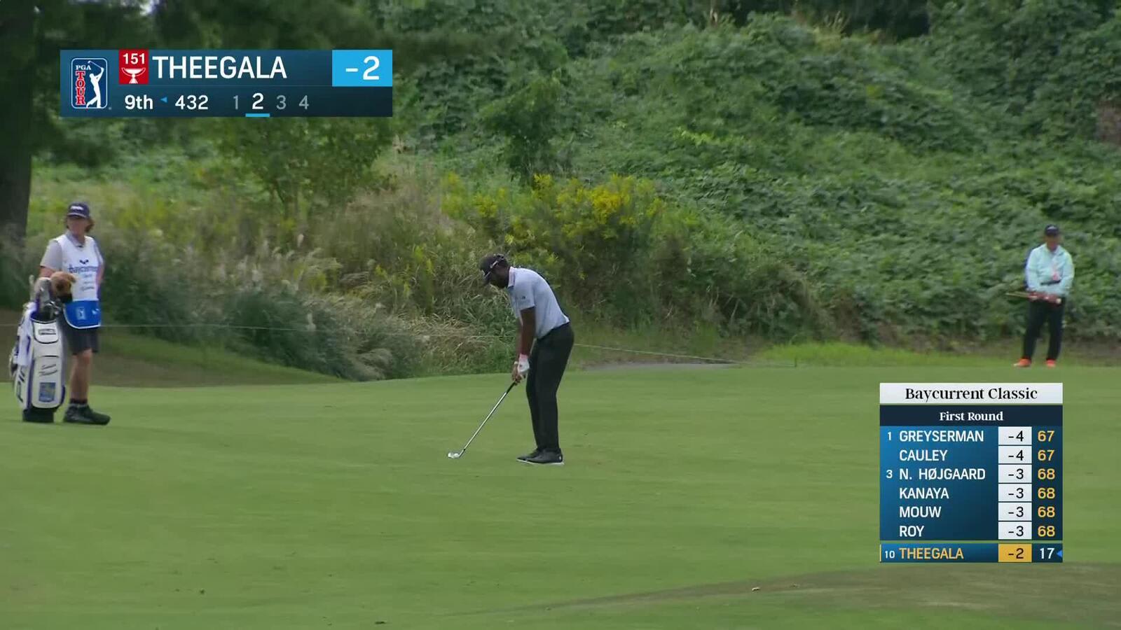 Sahith Theegala hits 163-yard approach to 93 feet, sets up birdie on No. 9 at Baycurrent