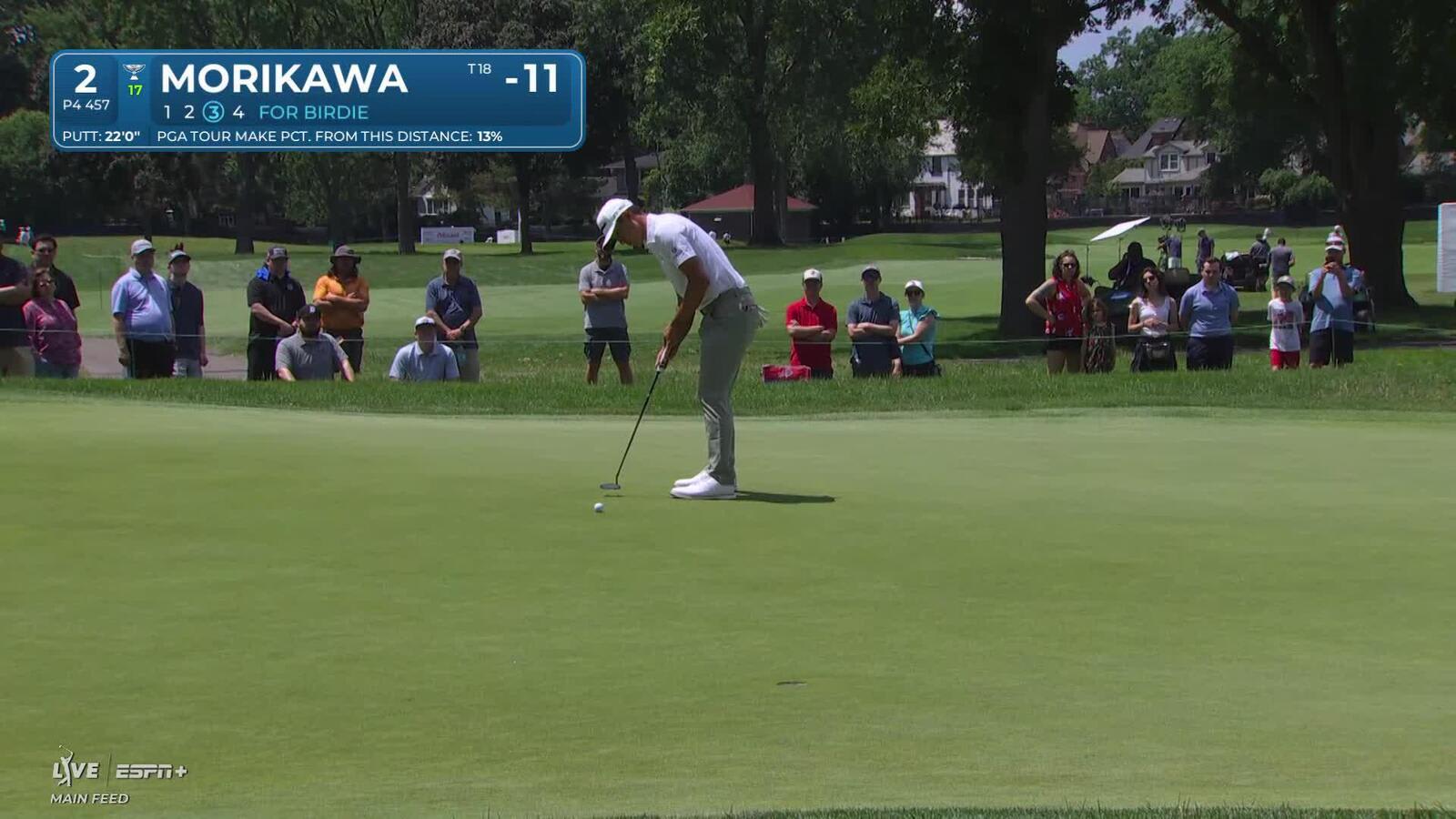 Collin Morikawa sinks a 22-foot birdie putt on No. 2 at Rocket Classic