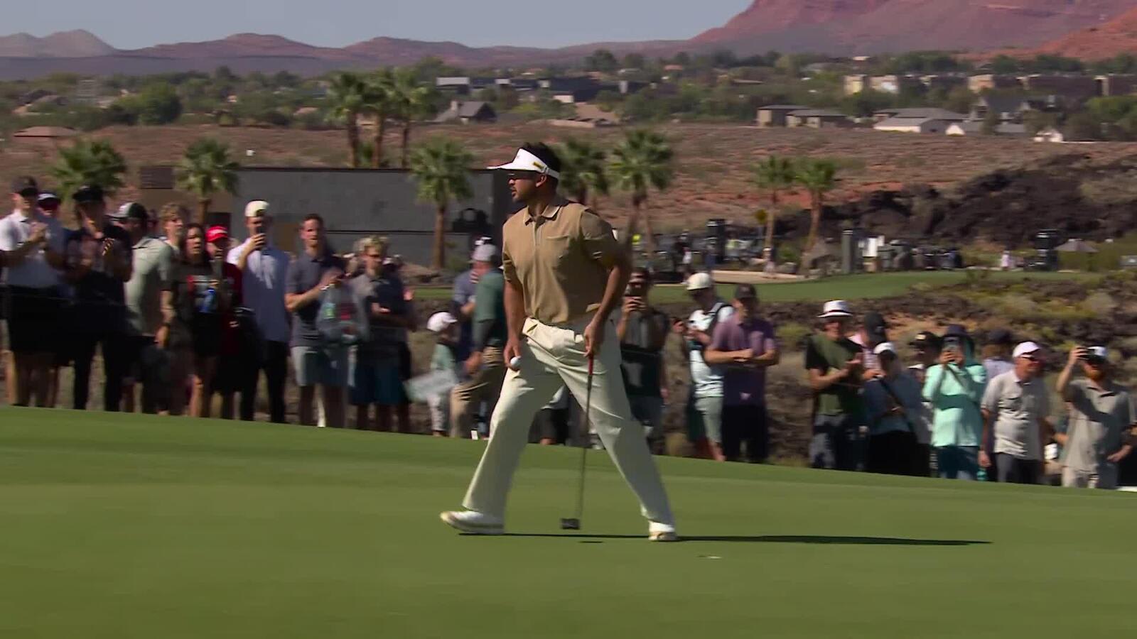 Jason Day sinks 8-foot birdie putt on No. 1 at Bank of Utah