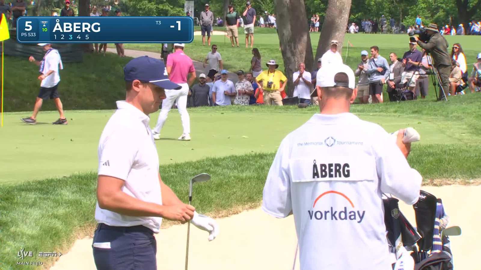 Ludvig Åberg makes birdie on No. 5 at the Memorial