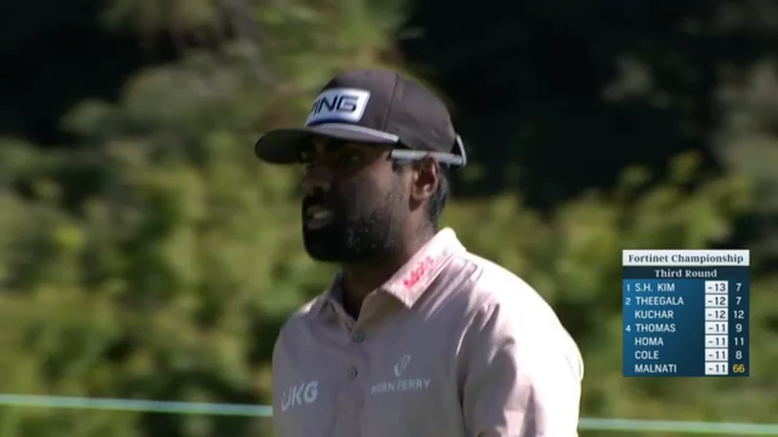 Sahith Theegala uses the slope to set up birdie at Fortinet Championship