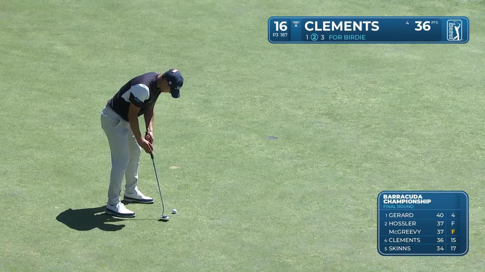 Todd Clements makes birdie on No. 16 at Barracuda