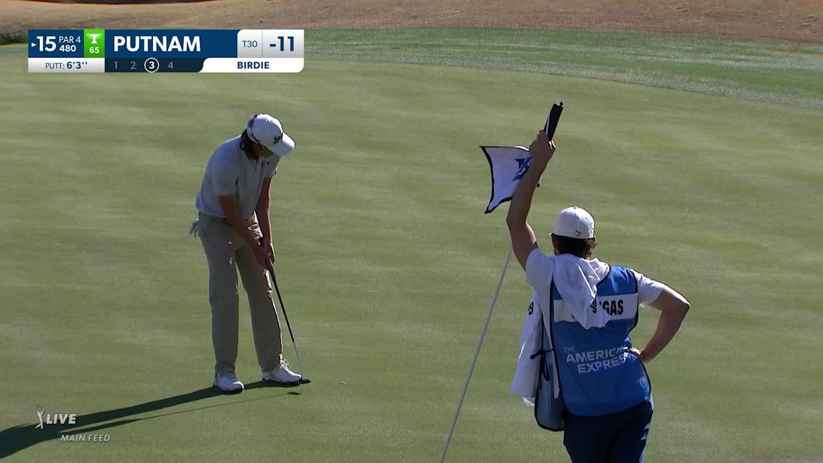 Andrew Putnam makes holes birdie putt at The American Express