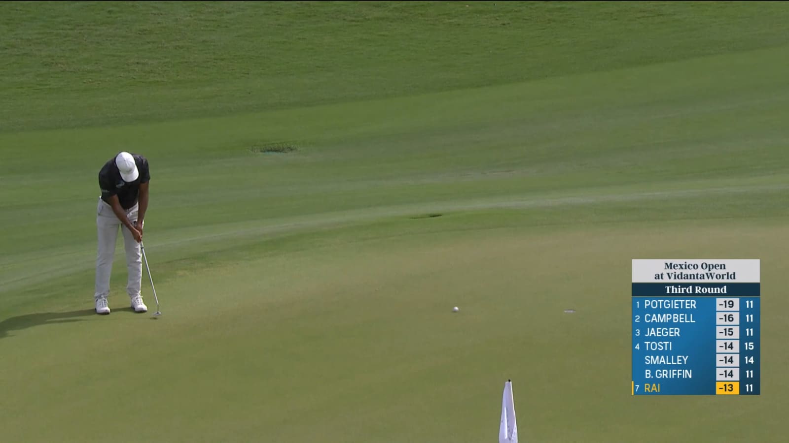 Aaron Rai makes 13-footer for birdie at Mexico Open